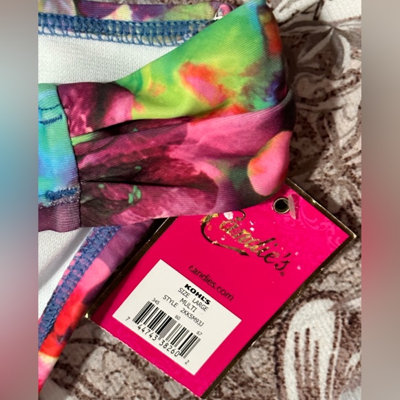 NWT Candies Juniors Multi Colorful Floral Bikini - Size XL Top & L Bottom - Picture 8 of 9